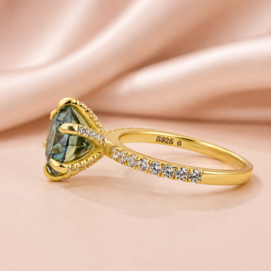 Rodiffy Moissanite 3.0Ct Round Cut 6 Prong White Gold/Yellow Gold Promise Rings For Women