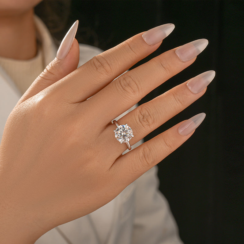 Rodiffy Moissanite 2.0~4.0 Ct Round Cut White Gold Promise Ring