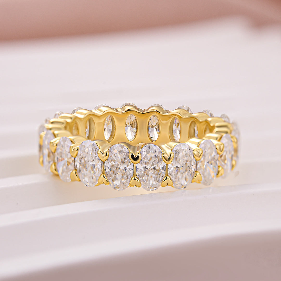 Moissanite 5.0CT Oval Cut Stackable Full Eternity Statement Ring For Daily Wear