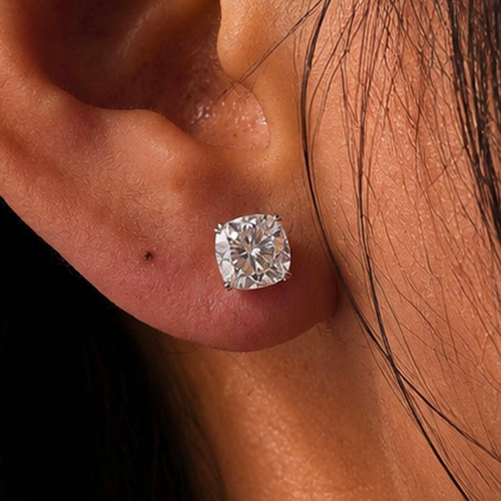 S925 Moissanite 1.5Ct*2 Cushion Cut Brilliant Stud Earrings In Sterling Silver Earring Gift For Women