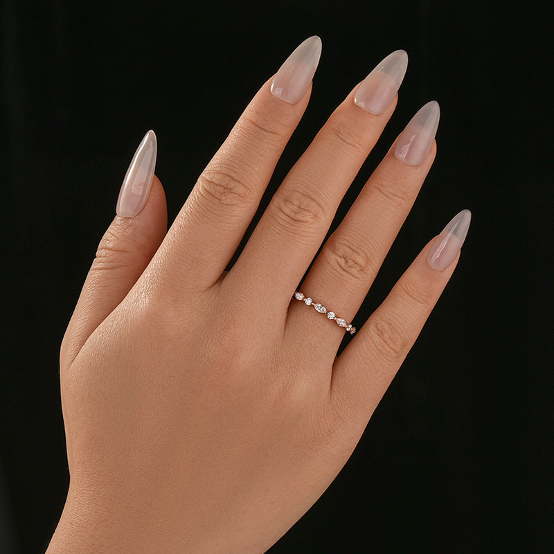 Rodiffy Moissanite 0.55 Ct Marquise-Round Rose Gold Wedding Band