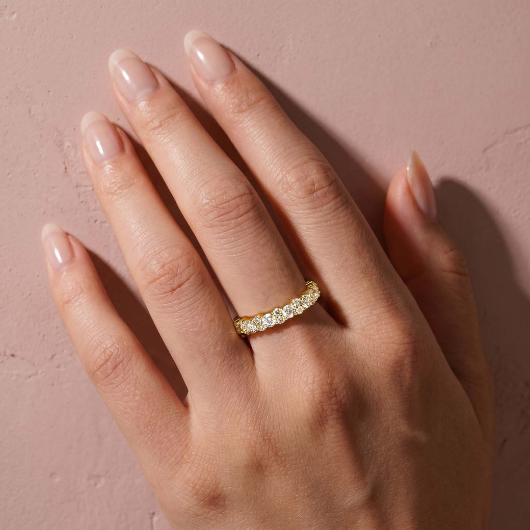 Rodiffy Moissanite 2.5 Ct Yellow Gold Round Cut Full Wedding Band for Women