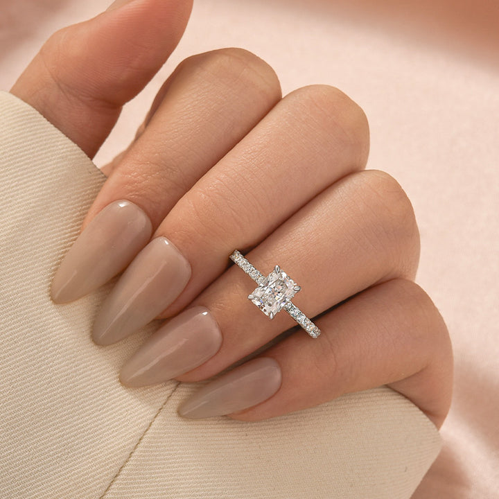 Rodiffy Moissanite 1.0Ct Radiant Cut White Gold Engagement Ring For Women