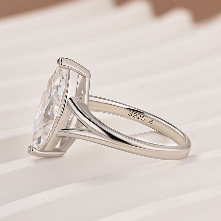 Moissanite 3.0Ct Marquise Cut Split Shank Engagement Ring Travel Ring In Sterling Silver