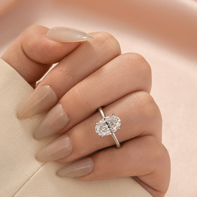 Rodiffy Moissanite 2.0Ct~5.5Ct Oval Cut Promise Ring For Women