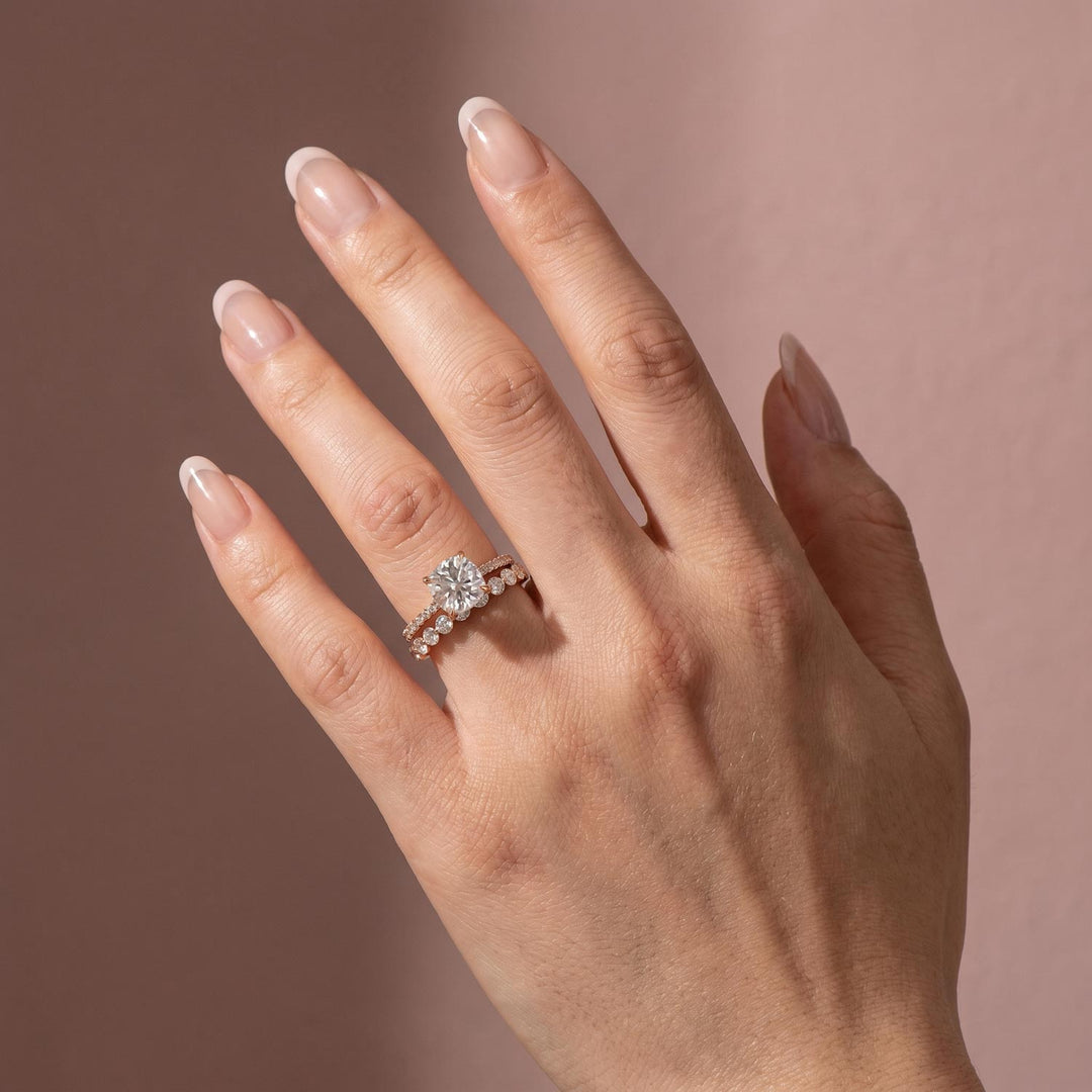 Rodiffy Moissanite 2.5Ct Cushion Cut Engagement Ring in Sterling Silver with Eternity Wedding Band