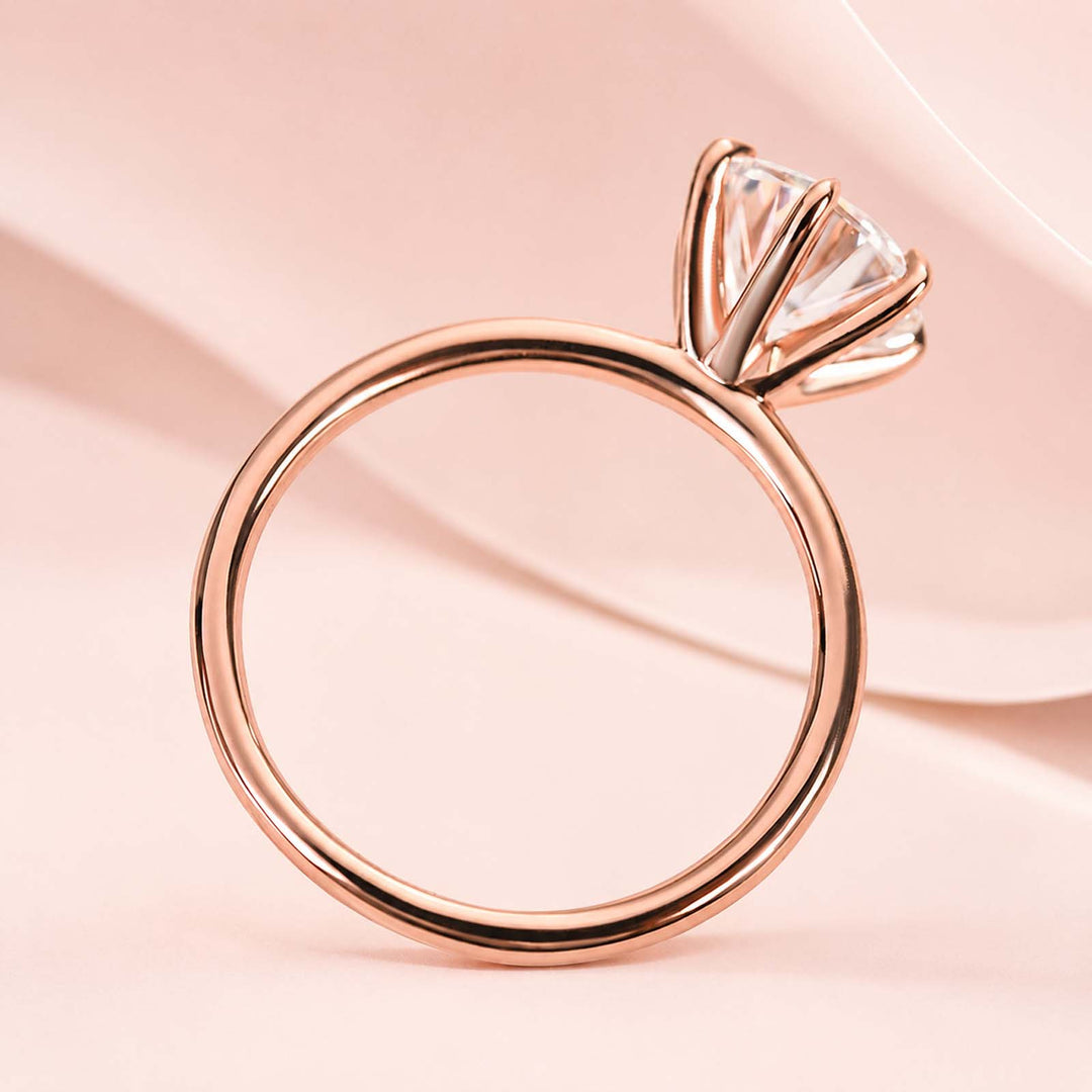 Rodiffy Moissanite 2.0 Ct Round Cut 6 Prong Rose Gold Engagement Ring