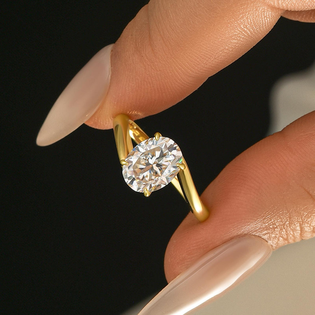 Bypass 2.0Ct/5.5 Ct Oval Cut Solitaire Engagement Ring In 925 Sterling Silver