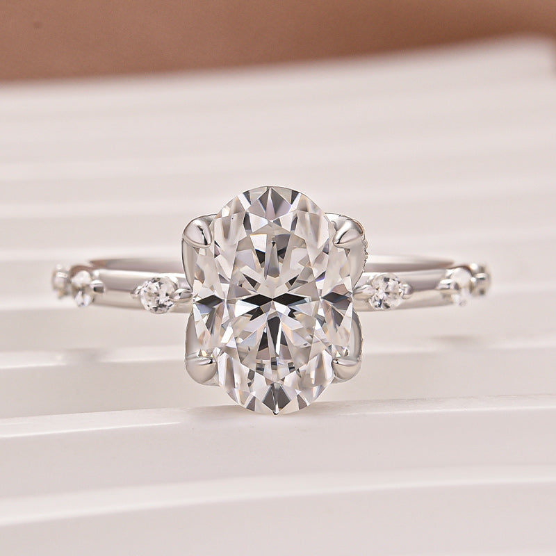 Moissanite 2.5Ct Oval Cut White Gold Engagement Ring