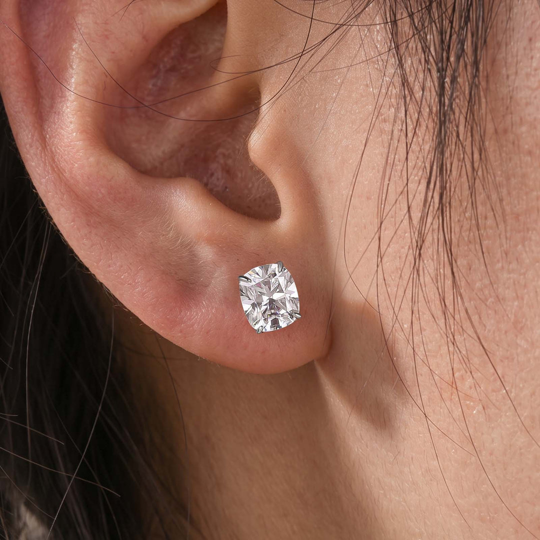 S925 Moissanite 1.5Ct*2 Cushion Cut Stud Earrings Matching Bridal Jewelry Set