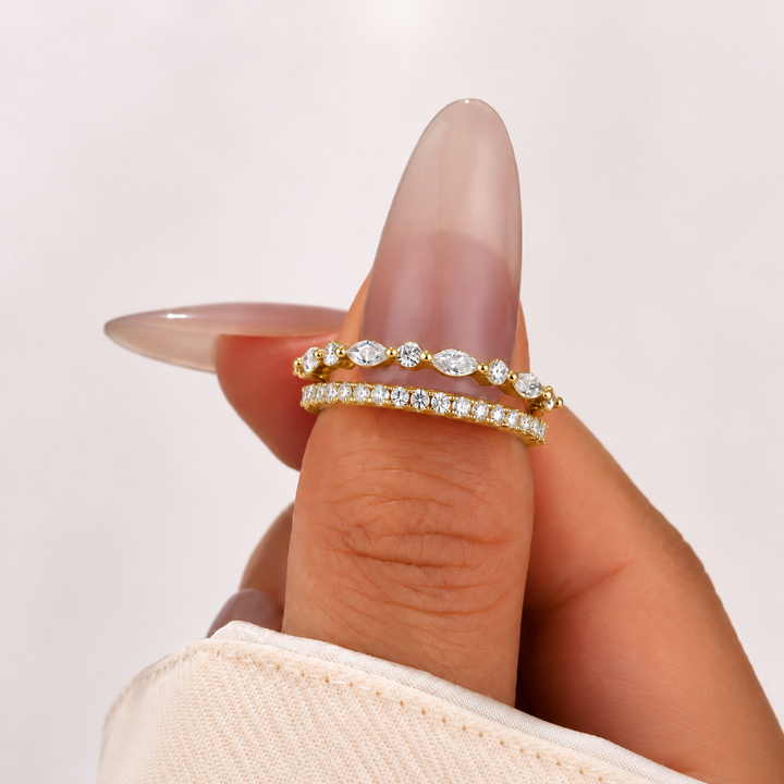 Eternity Stackable Moissanite Diamonds Wedding Band Set