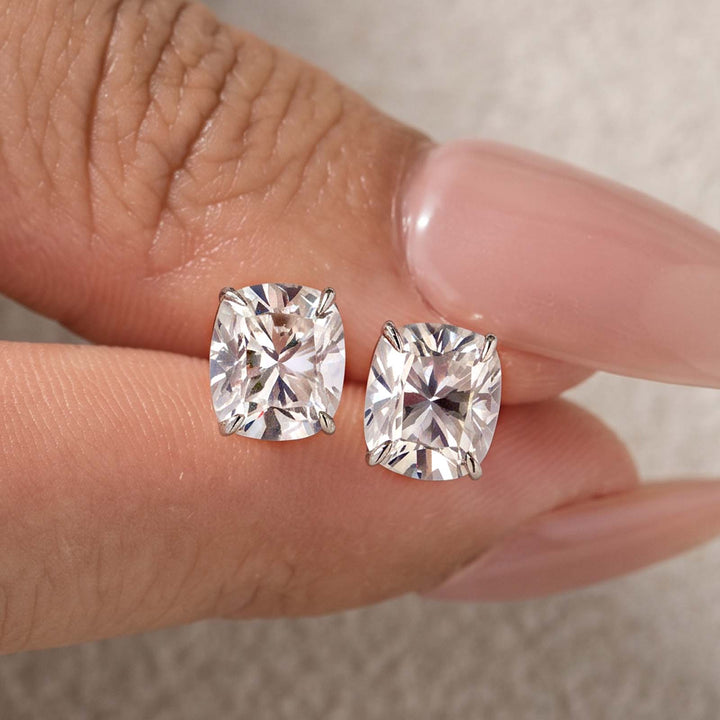 S925 Moissanite 1.5Ct*2 Cushion Cut Stud Earrings Matching Bridal Jewelry Set