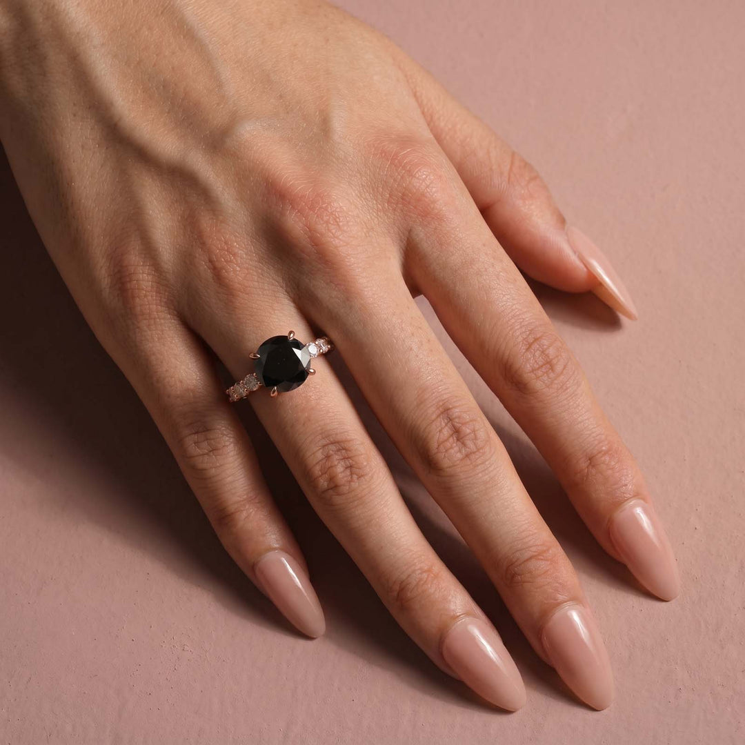 Rodiffy Black Moissanite Stone 4.0 Ct Round Cut Rose Gold Engagement Ring