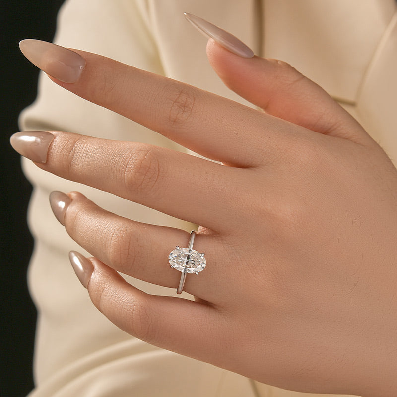 Rodiffy Moissanite 2.0Ct~5.5Ct Oval Cut Promise Ring For Women