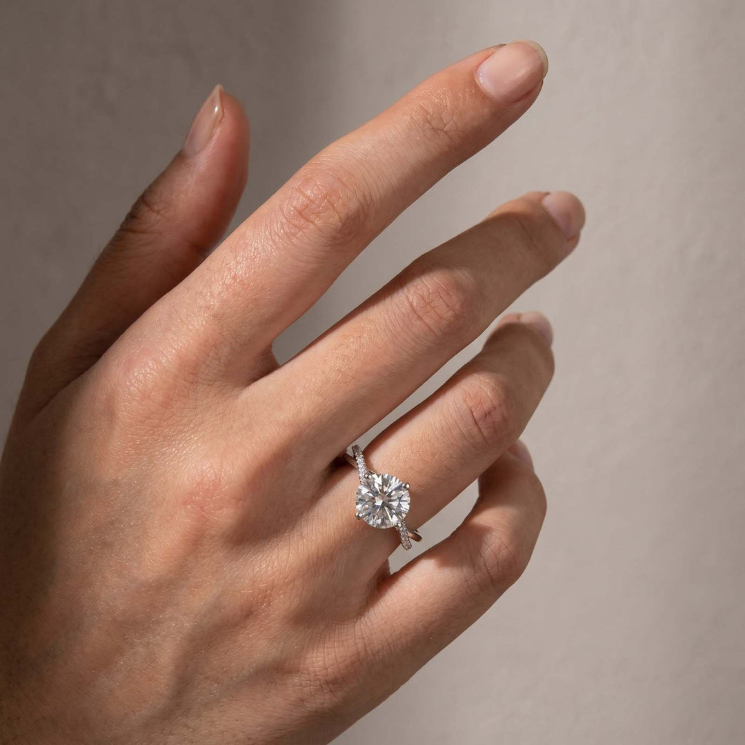 S925 3.0Ct Round Cut Unique Heart Prong Twisted Half Pave Silver Engagement Ring Date Night Ring