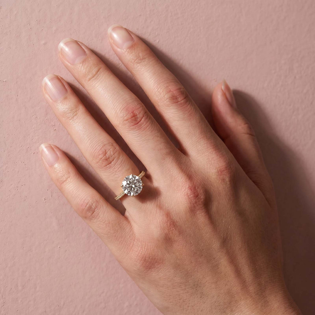 Rodiffy Moissanite 4.0 Ct Round Yellow Gold Engagement Ring