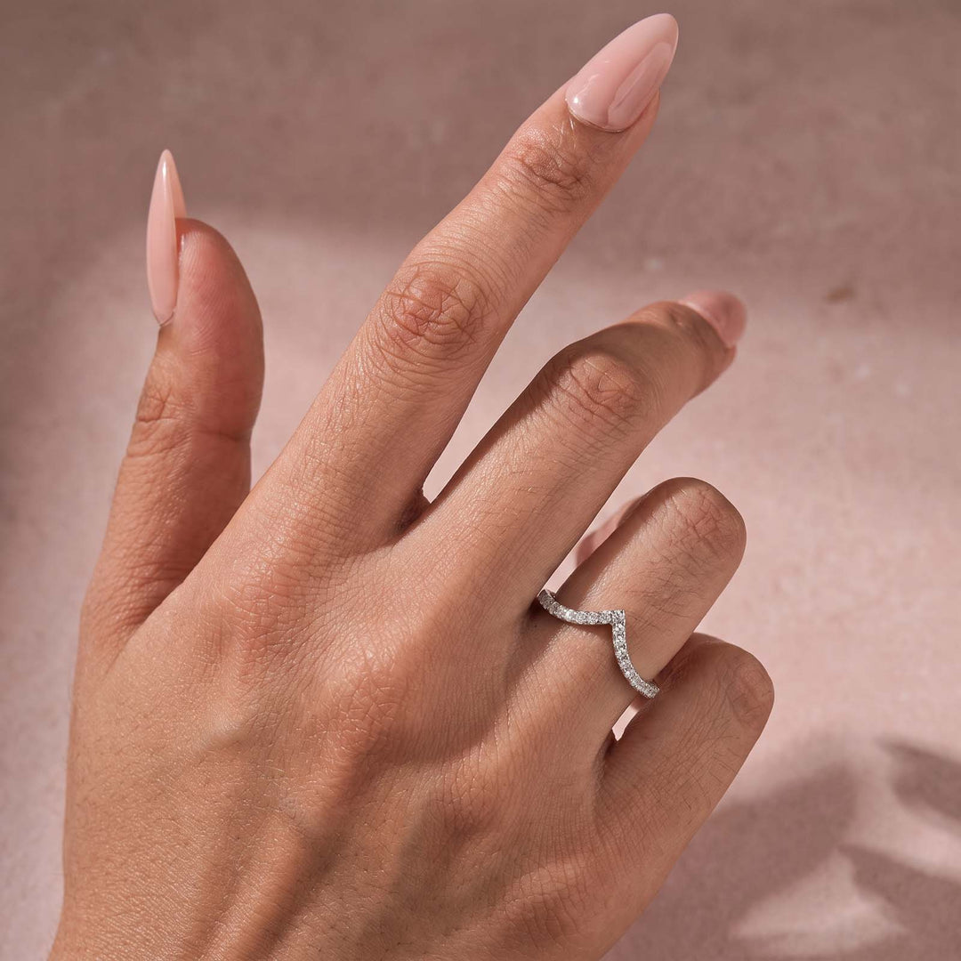 Moissanite Petite Pavé Curved Matching Wedding Ring