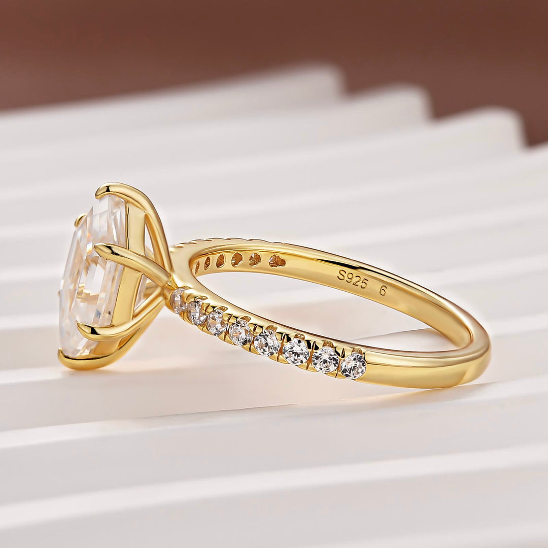 Moissanite 2.0Ct White Elongated Hexagon Cut Travel Engagement Ring