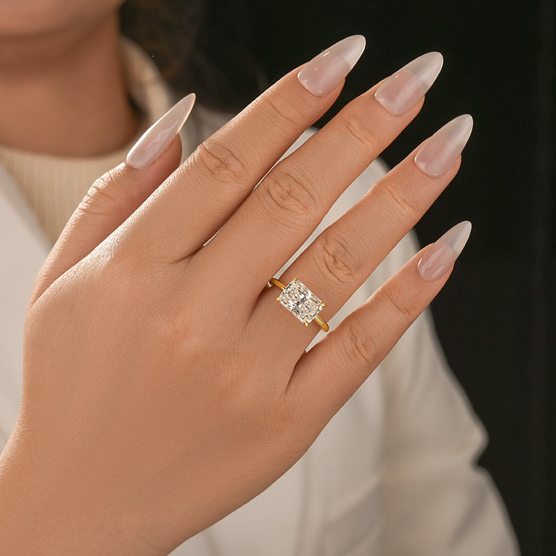 Moissanite 3.5 Ct East-West Radiant Cut Solitaire Engagement Ring In Sterling Silver