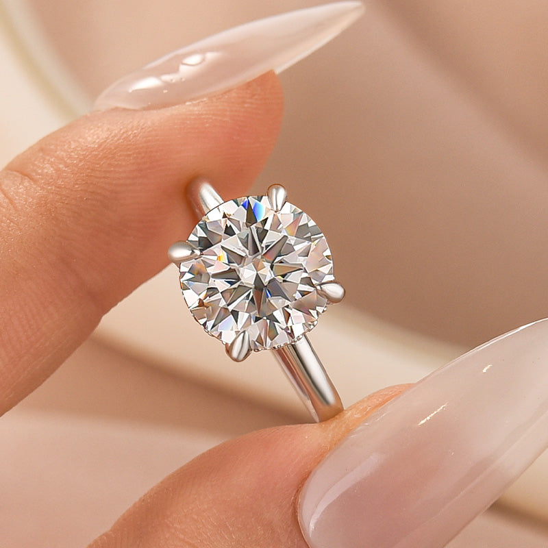 Rodiffy Moissanite 2.0~4.0 Ct Round Cut White Gold Promise Ring