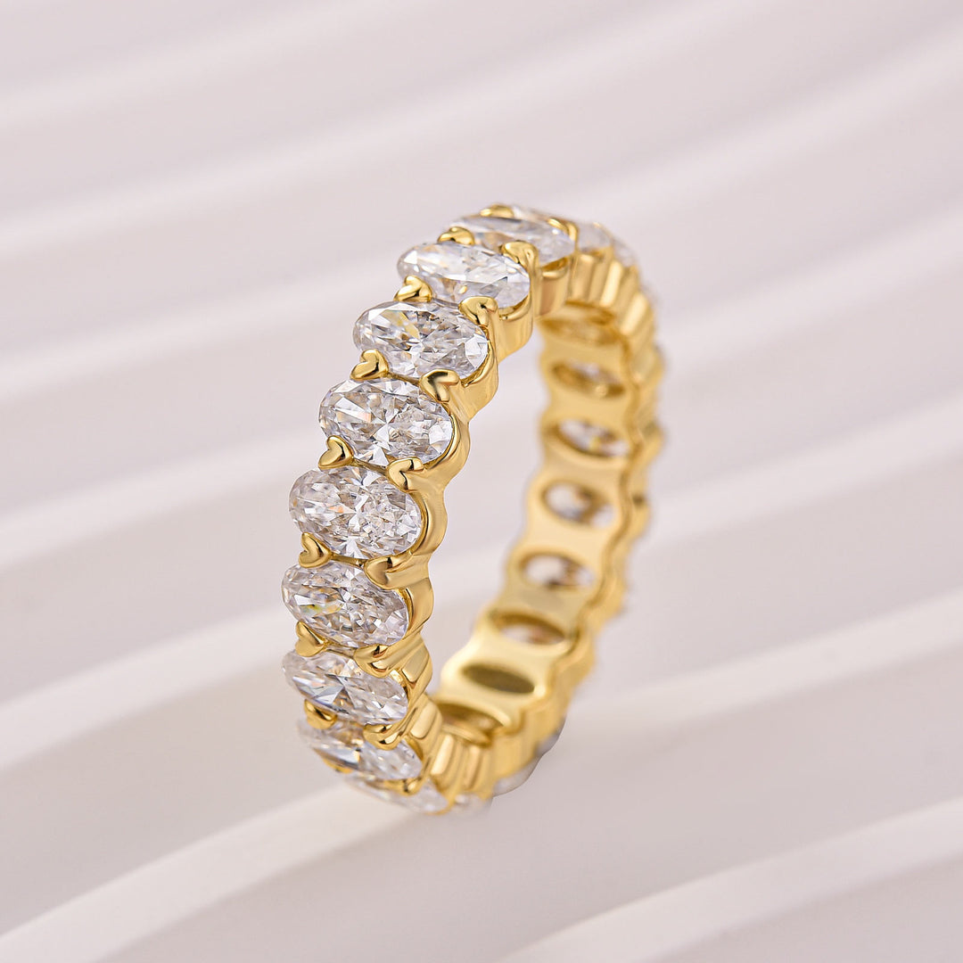 Moissanite 5.0CT Oval Cut Stackable Full Eternity Statement Ring For Daily Wear
