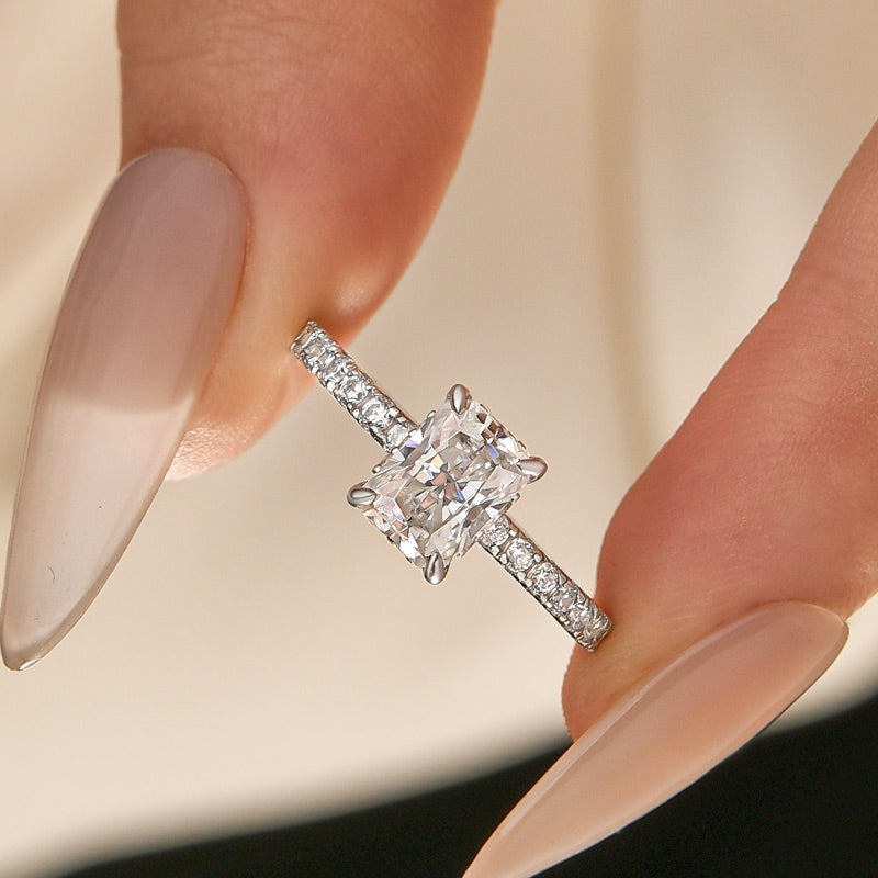 Rodiffy Moissanite 1.0 Ct~3.5 Ct Radiant Cut White Gold Engagement Ring For Women