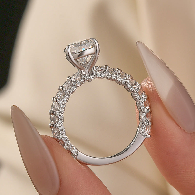 S925 Moissanite 2.0Ct Pear Cut White Gold Engagement Ring