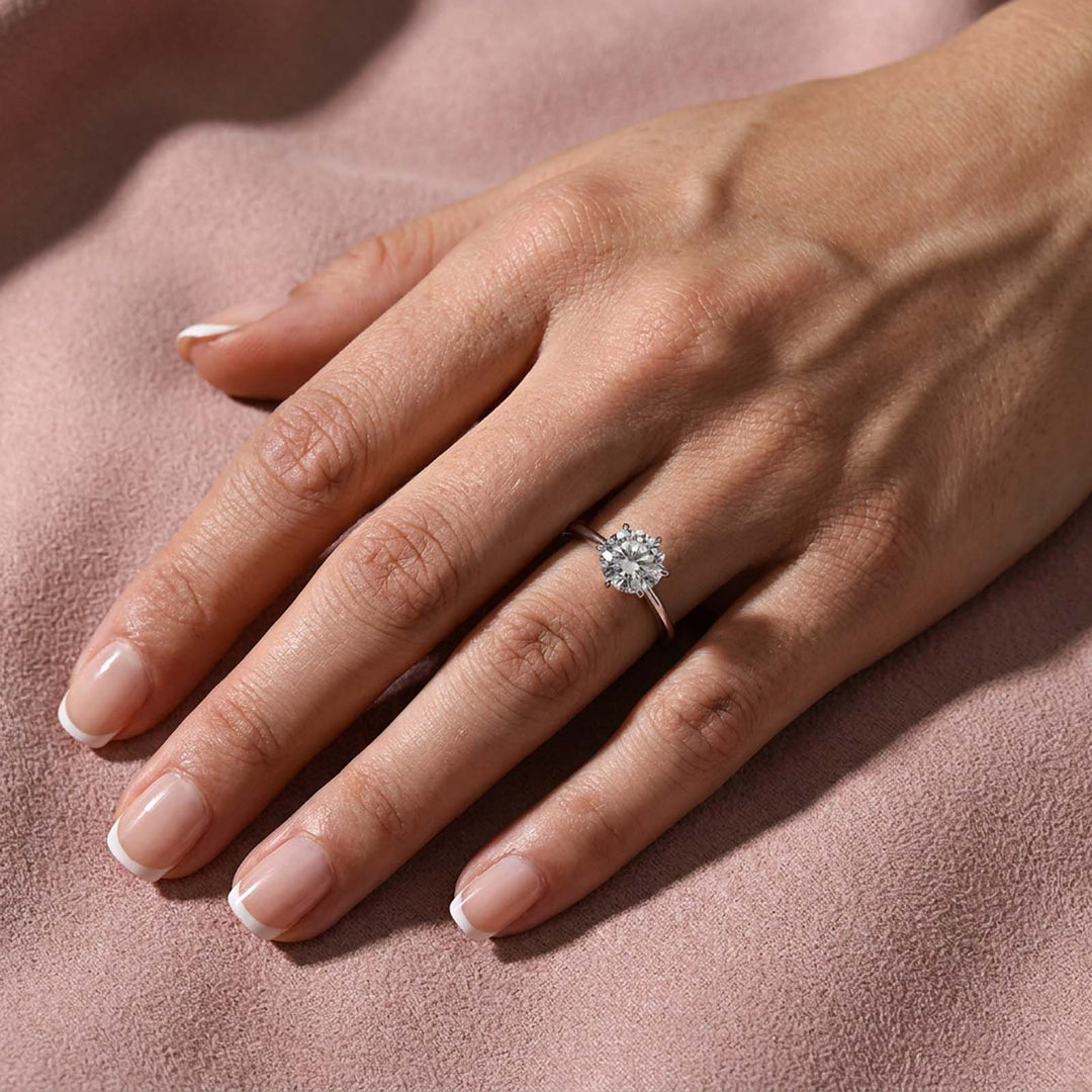 Rodiffy Moissanite 2.0 Ct ~ 4.0 Ct Round Cut 6 Prong Engagement Ring For Women