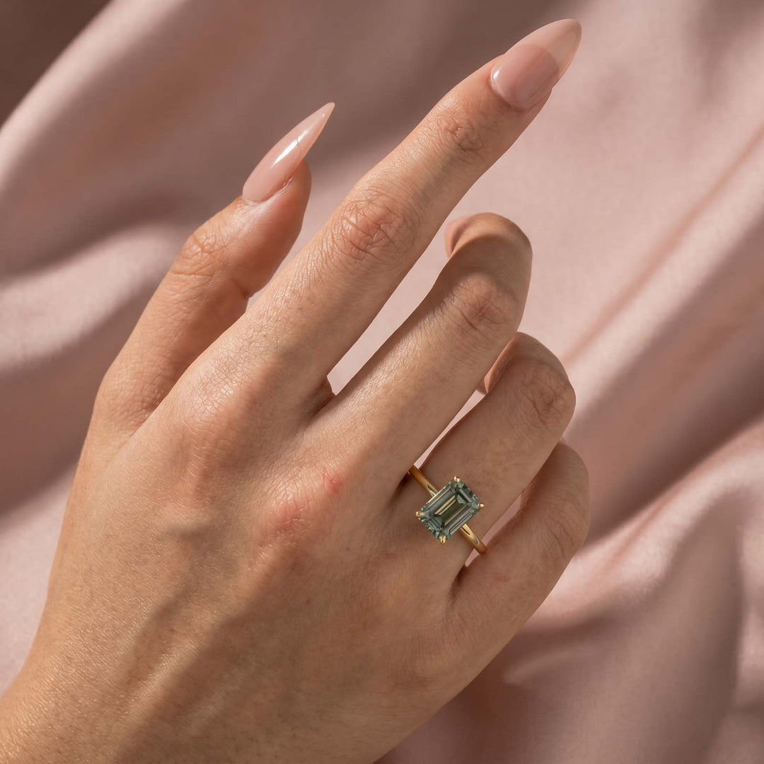 Rodiffy Moissanite 3.5 Ct Emerald Cut Solitaire Engagement Ring For Her