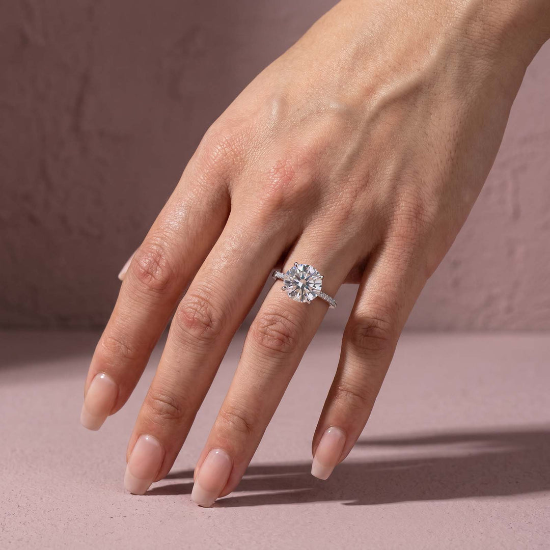 Moissanite 4.0 Ct Round White Gold Pave Engagement Ring