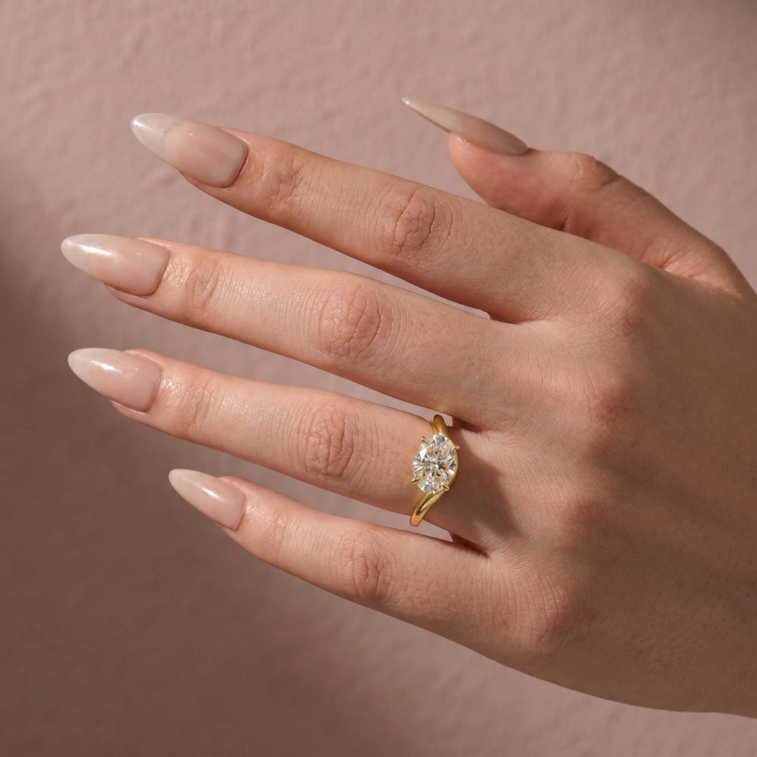S925 Moissanite 2.5Ct Oval Cut Solitaire Ring 18K Gold Plated Promise Ring Everyday Wear Ring
