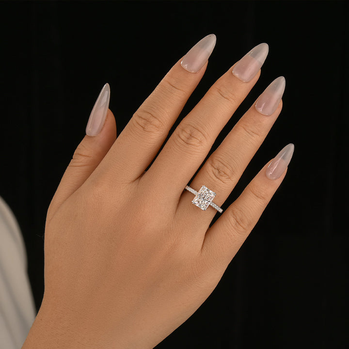 Rodiffy Moissanite 3.0Ct~4.5 Ct Radiant Cut White Gold Engagement Ring For Women