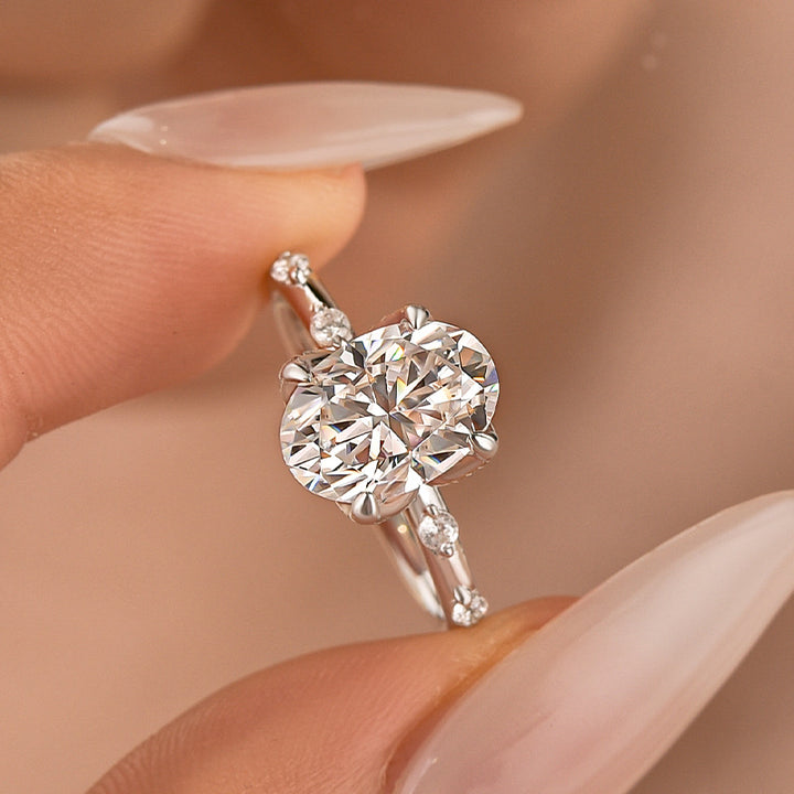 Moissanite 2.5Ct Oval Cut White Gold Engagement Ring