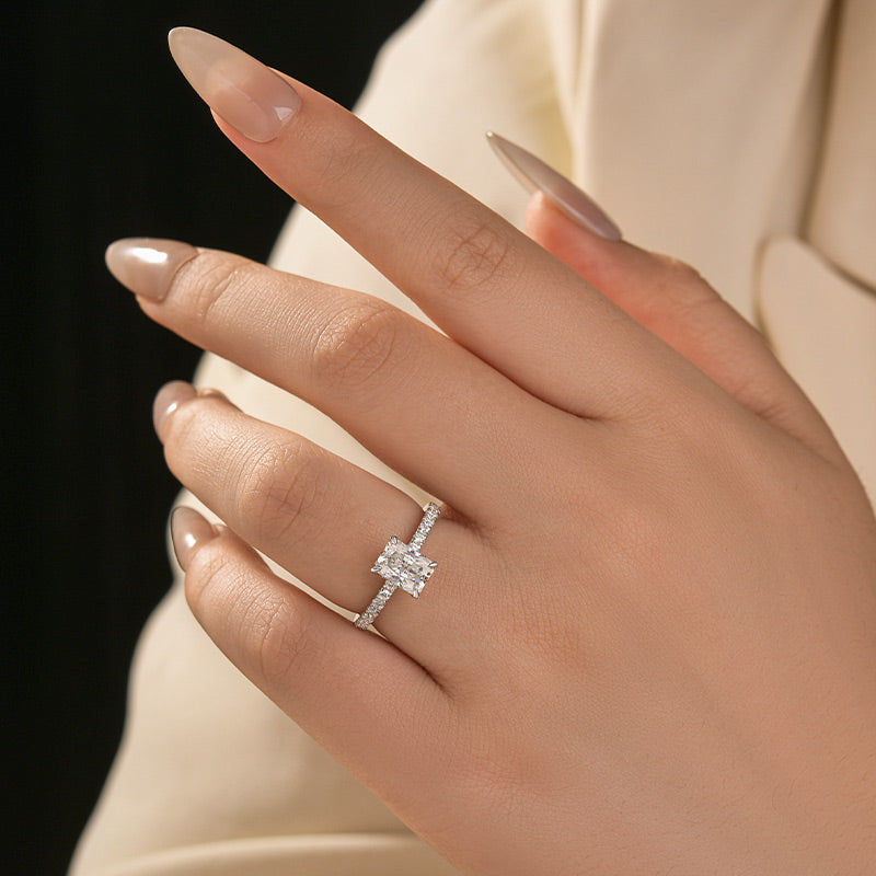 Rodiffy Moissanite 1.0 Ct~3.5 Ct Radiant Cut White Gold Engagement Ring For Women