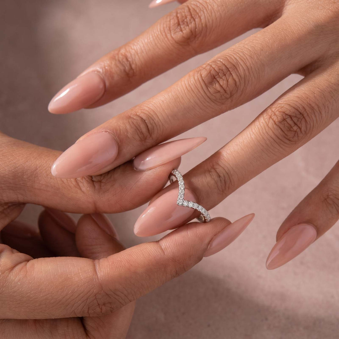 Moissanite Petite Pavé Curved Matching Wedding Ring