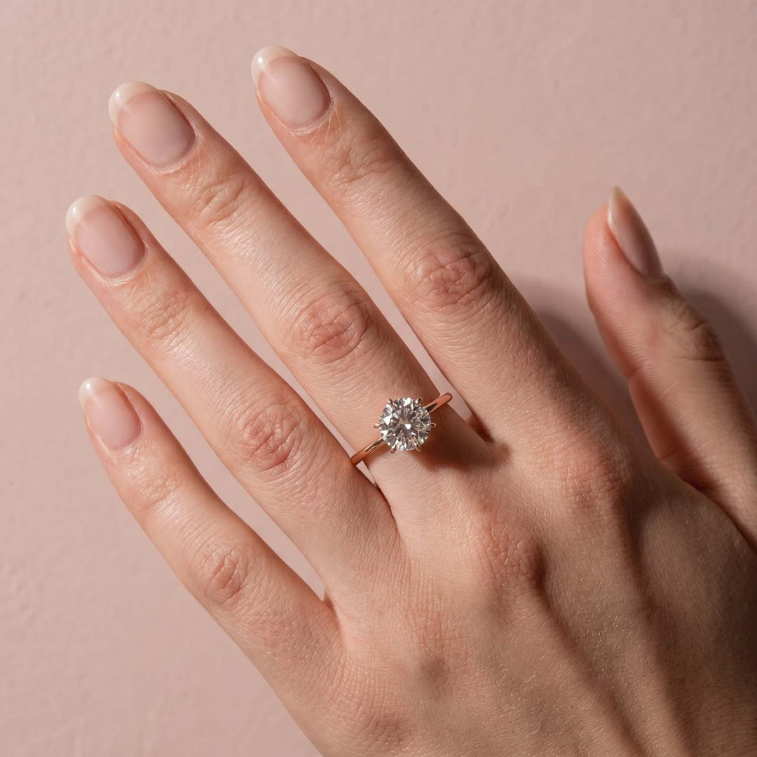 Rodiffy Moissanite 2.0 Ct Round Cut 6 Prong Rose Gold Engagement Ring