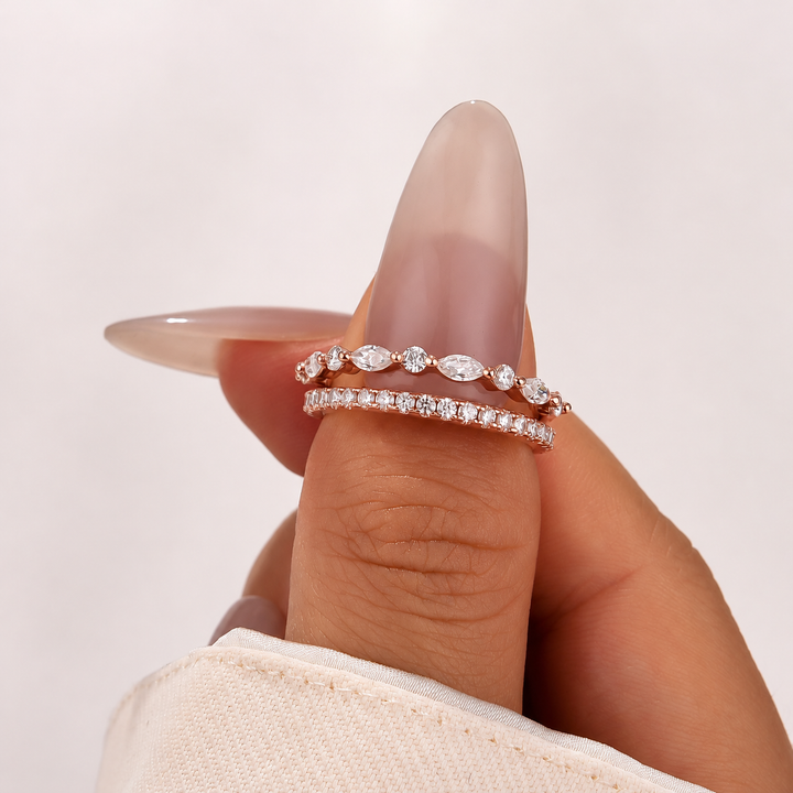 Eternity Stackable Moissanite Diamonds Wedding Band Set