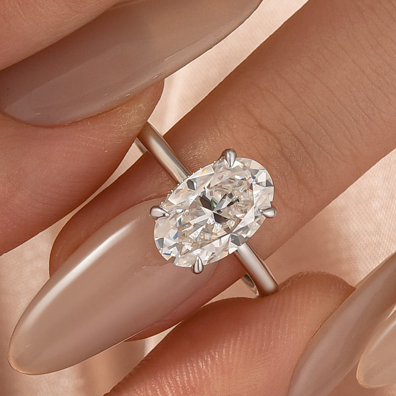 Rodiffy Moissanite 2.0Ct~5.5Ct Oval Cut Promise Ring For Women