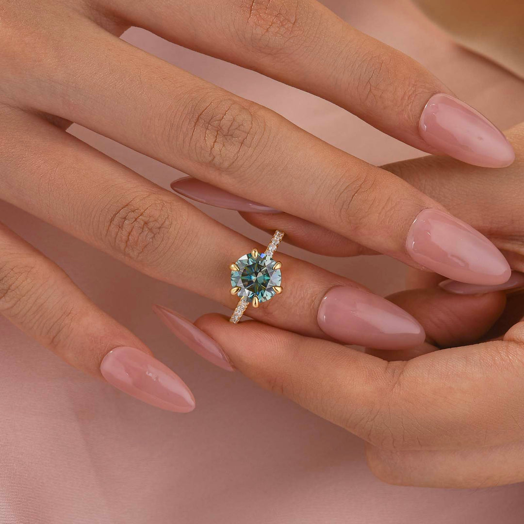 Rodiffy Moissanite 3.0Ct Round Cut 6 Prong White Gold/Yellow Gold Promise Rings For Women