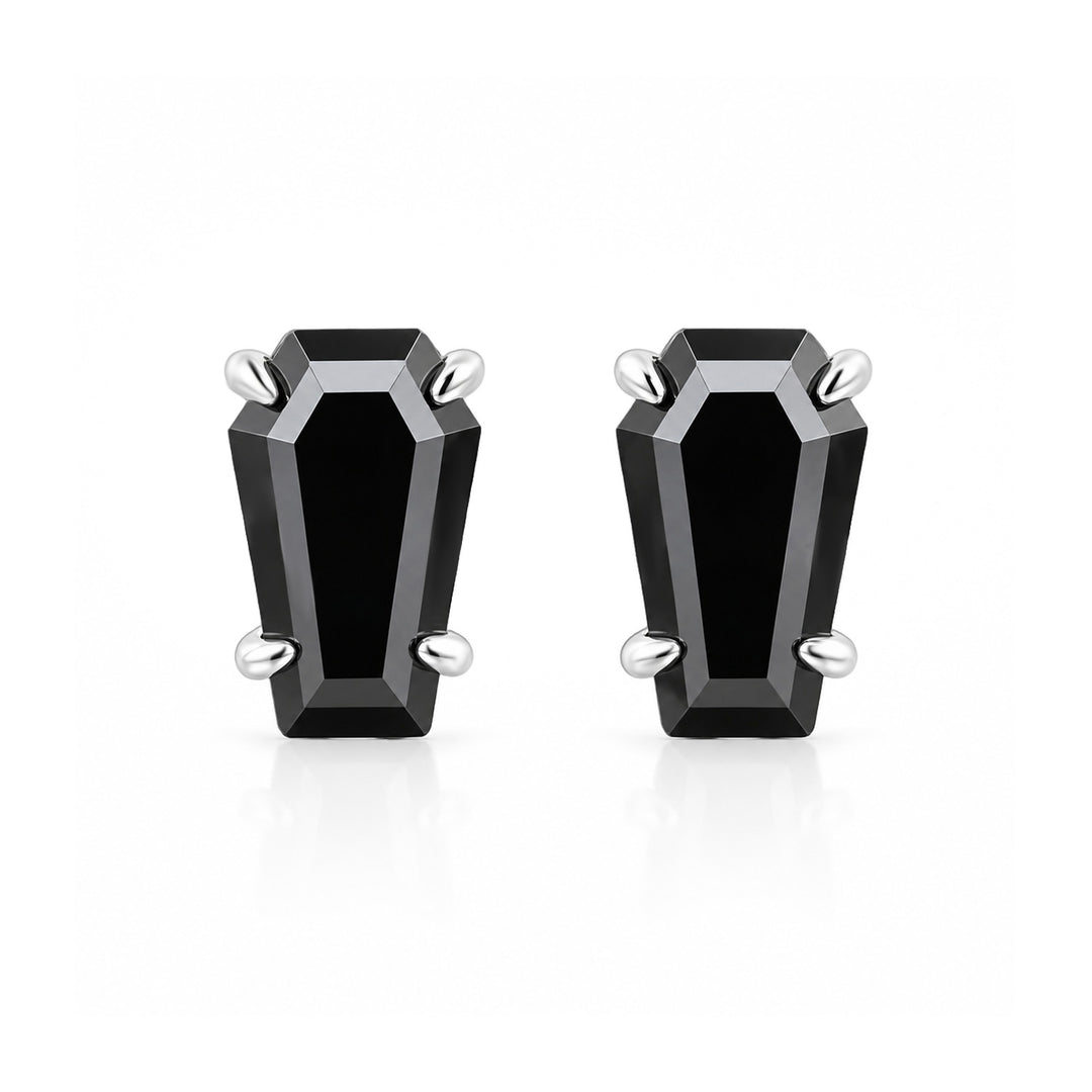 2.0Ct Black Coffin Cut Moissanite 18K White Gold Plated Stud Earrings