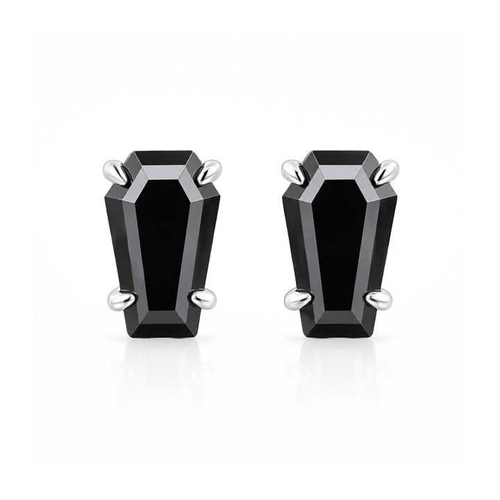 2.0Ct Black Coffin Cut Moissanite 18K White Gold Plated Stud Earrings