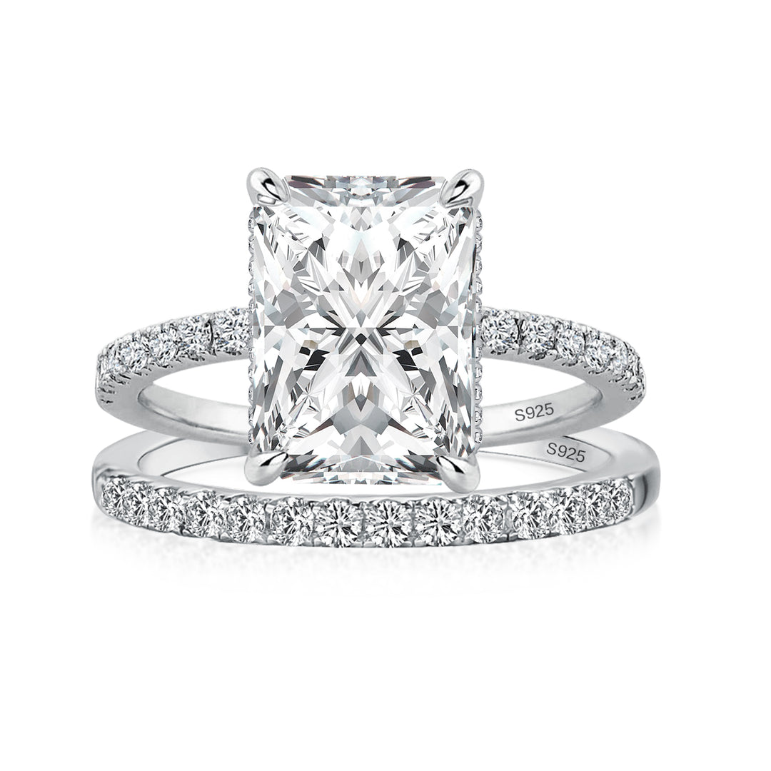 Rodiffy Moissanite 3.5 Ct Radiant Cut White Gold Wedding Ring For Women