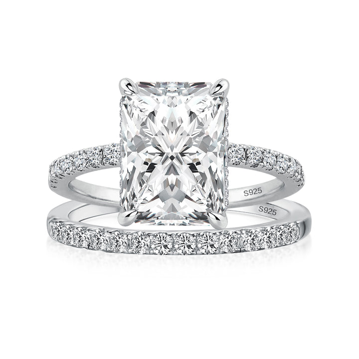 S925 Moissanite 3.5 Ct Radiant Cut Wedding Ring For Women