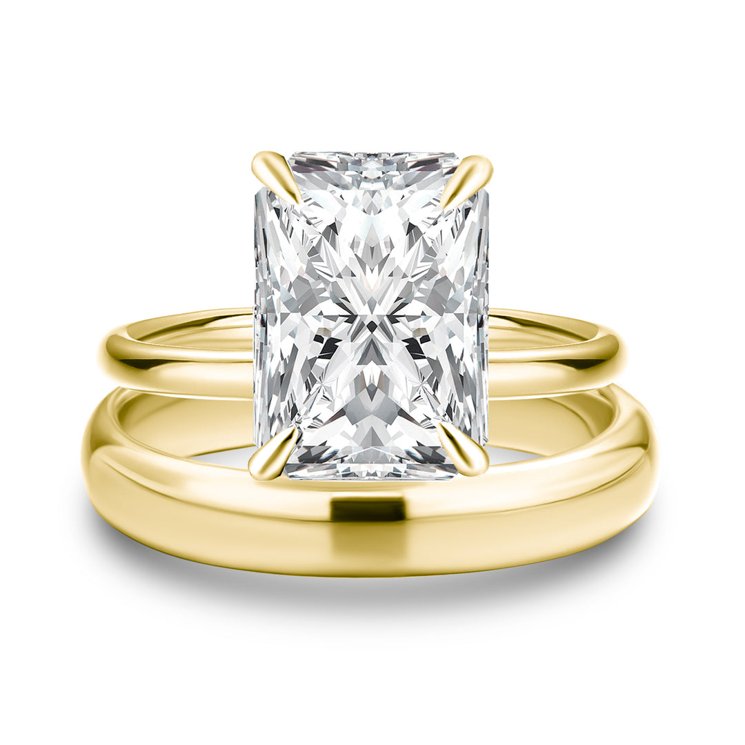 Rodiffy Moissanite 4.5 Ct Radiant Cut Yellow Gold Wedding Ring Set with Wide Band