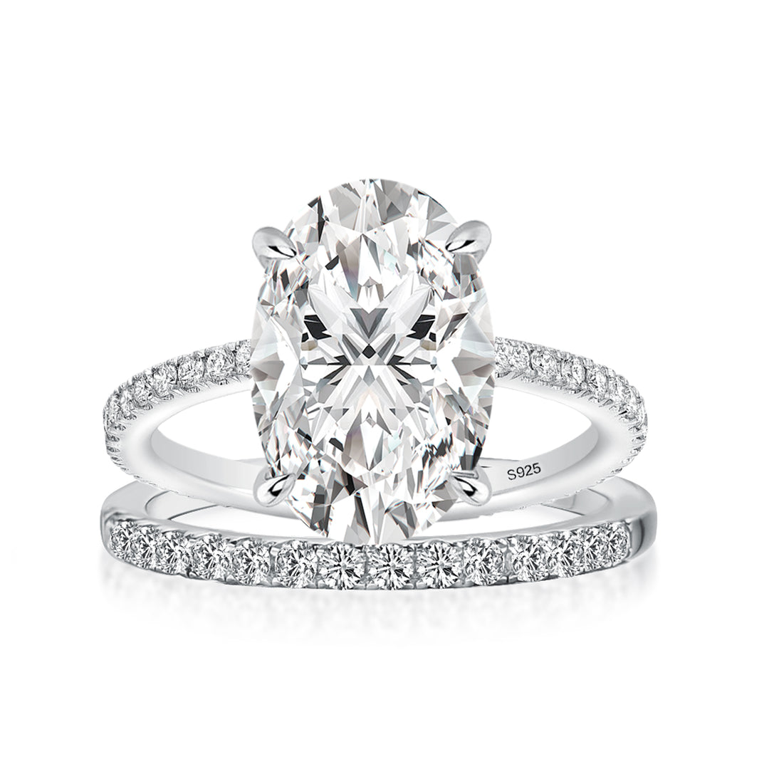 S925 Moissanite 4.0 Ct ～5.5 Ct Oval Cut White Gold/Yellow Gold Wedding Ring For Women