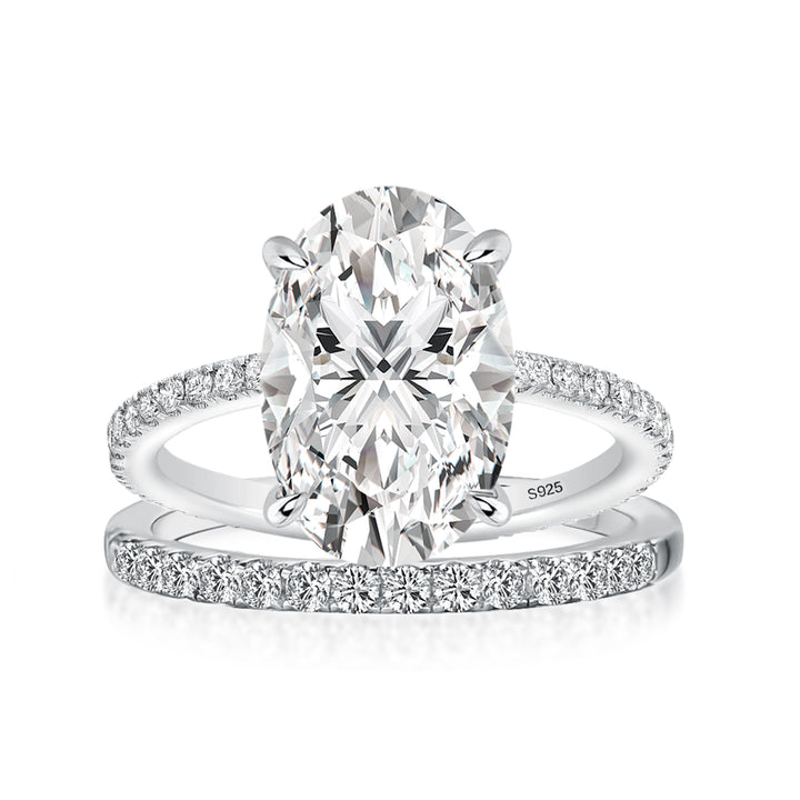 S925 Moissanite 4.0 Ct ～5.5 Ct Oval Cut White Gold/Yellow Gold Wedding Ring For Women