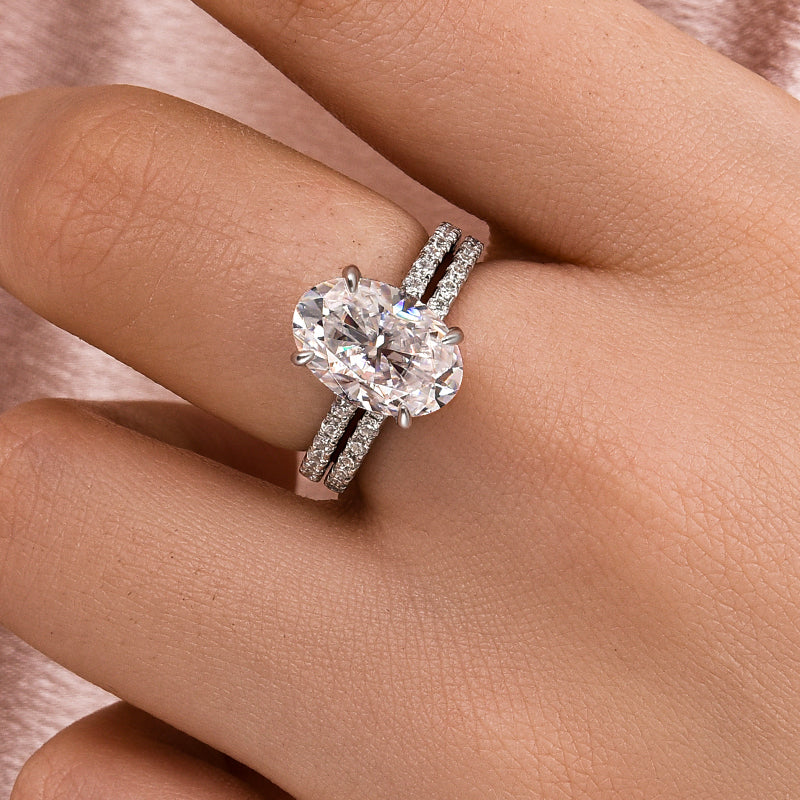 Rodiffy Moissanite 4.0 Ct ～ 5.5 Ct Oval Cut Yellow Gold/White Gold Wedding Ring For Women
