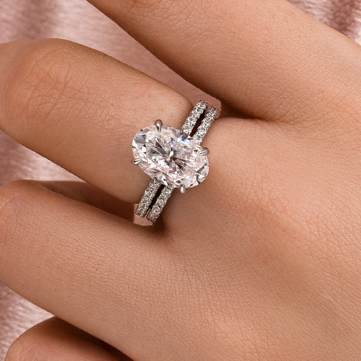 Rodiffy Moissanite 4.0 Ct ～ 5.5 Ct Oval Cut Yellow Gold/White Gold Wedding Ring For Women