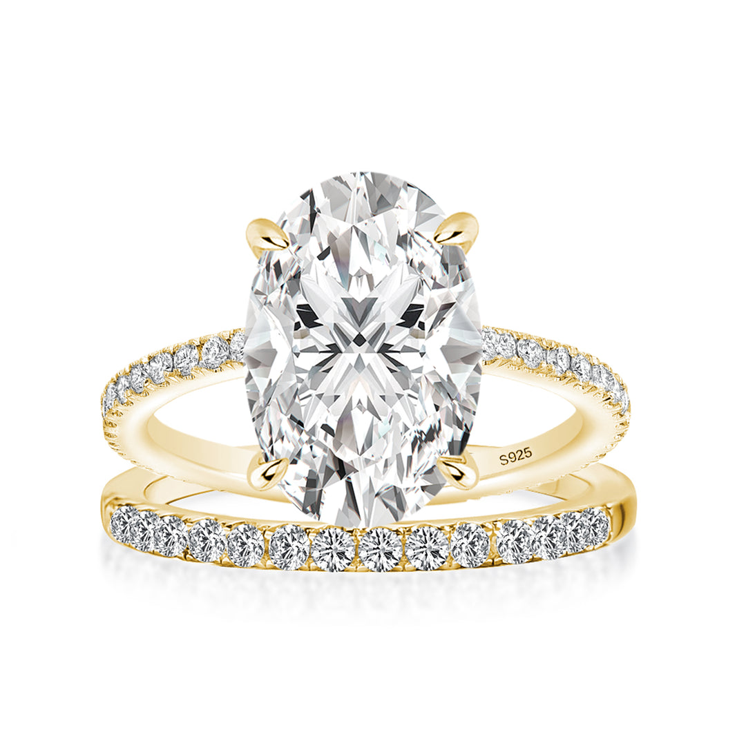 Rodiffy Moissanite 4.0 Ct ～ 5.5 Ct Oval Cut Yellow Gold Wedding Ring For Women