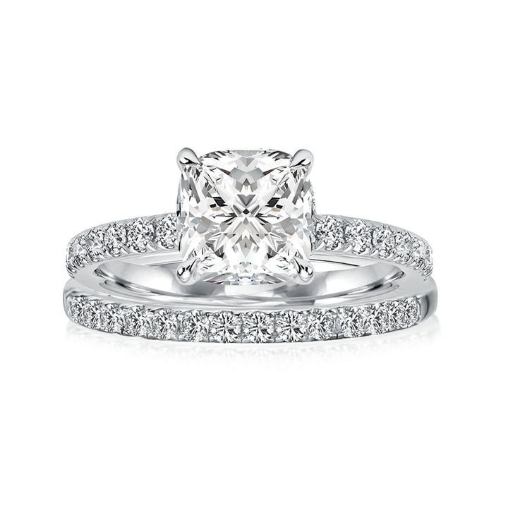 Rodiffy Moissanite 2.0Ct Square Cushion Cut White Gold Wedding Ring For Women